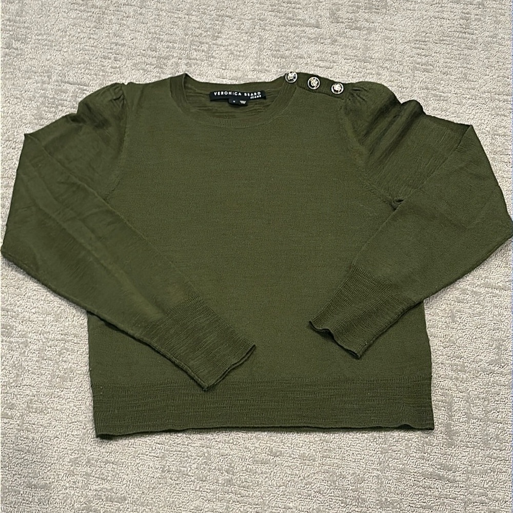 Veronica beard merino wooll button accent sweater